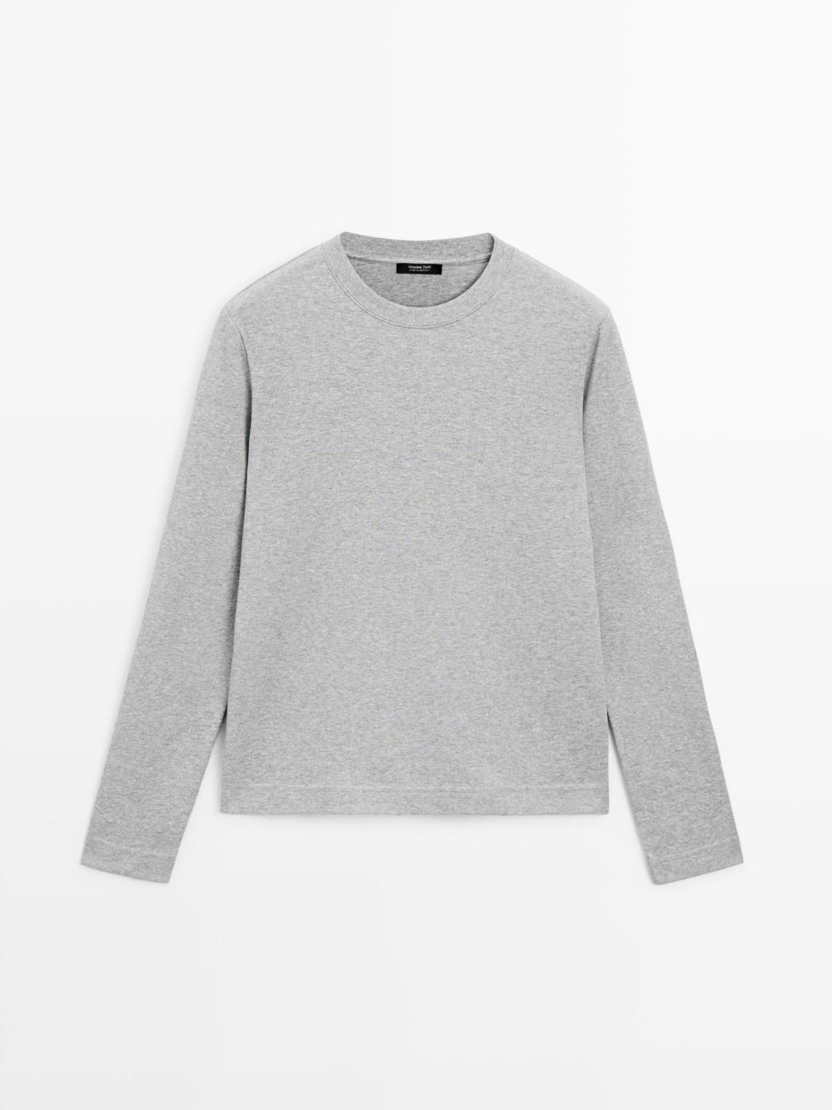 마시모두띠 베이직 코튼 인터록 슬림핏 긴팔 티셔츠 6820/906 MEDIUM GREY - 상품 이미지