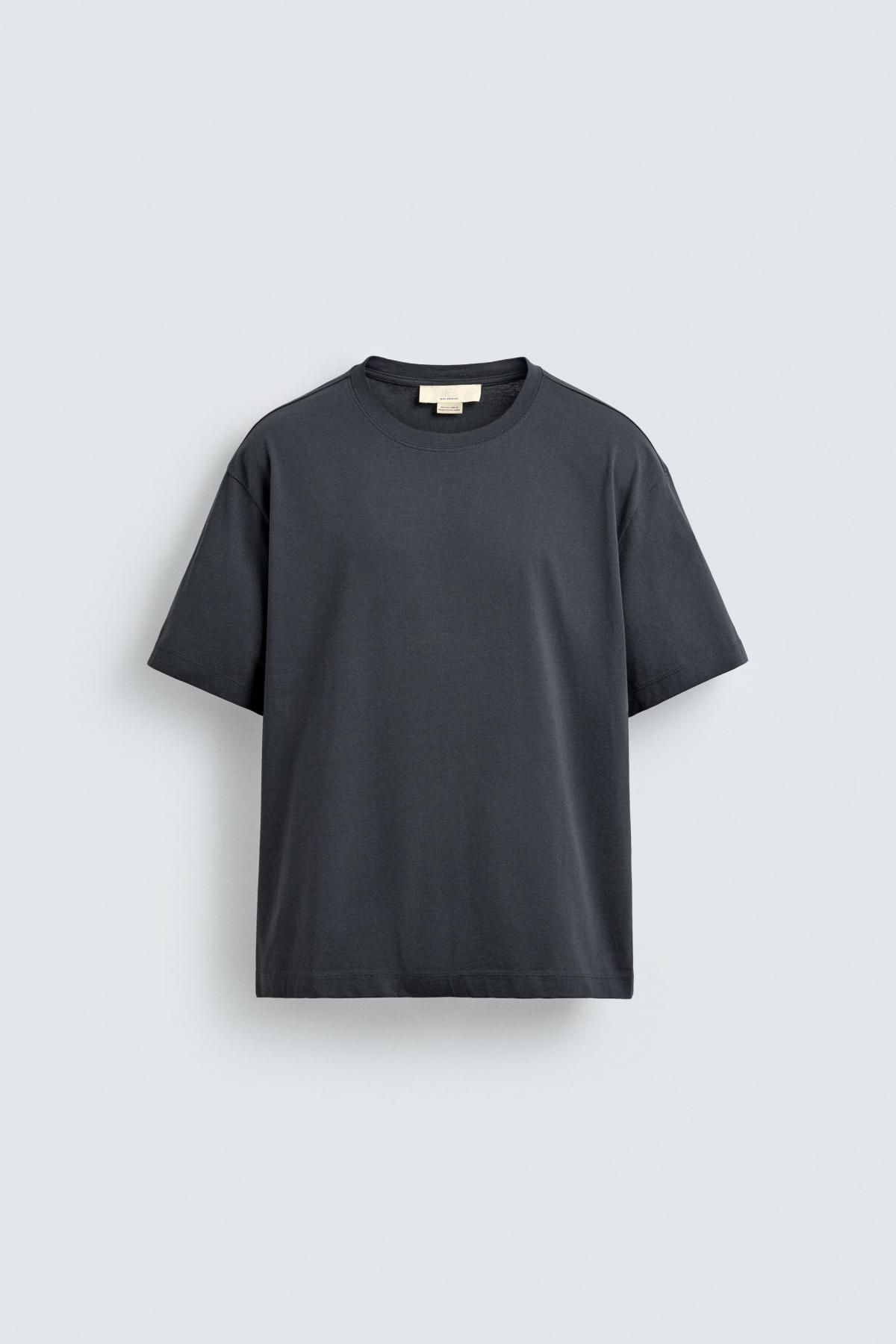 자라 한정판 머서라이즈 반팔 티셔츠 4092/363 DARK GREY - 메인 이미지