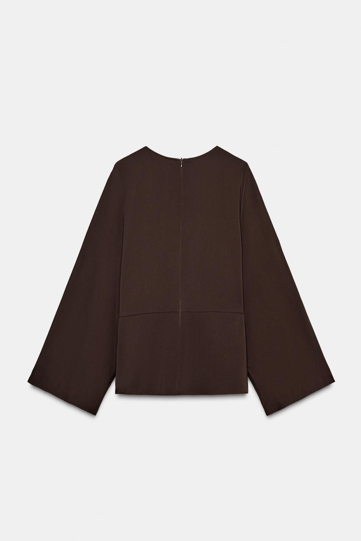 자라 플루이드 브라운 블라우스 4437/368 DARK BROWN - 상세 이미지 3