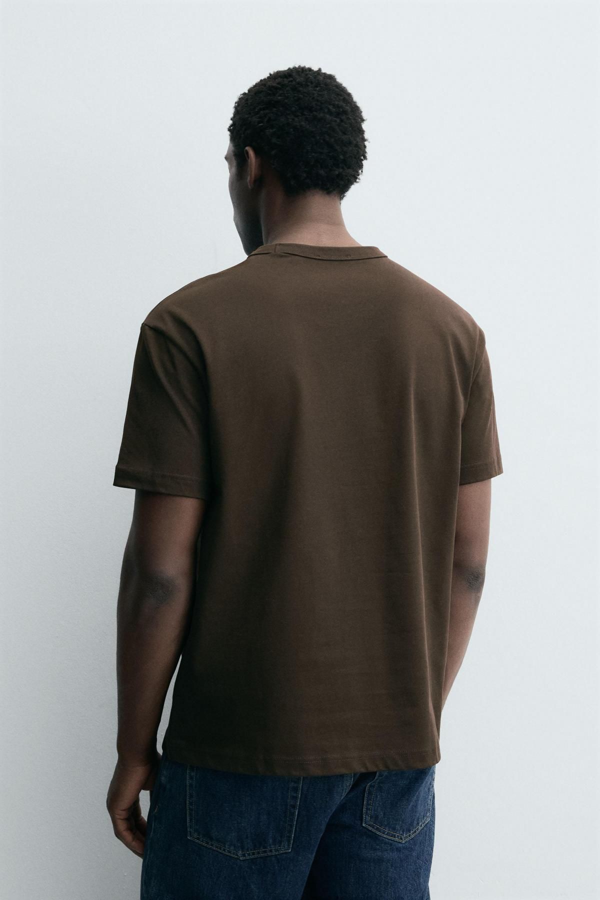 자라 헤비웨이트 베이직 코튼 반팔 티셔츠 4087/300 CHOCOLATE - 상세 이미지 4