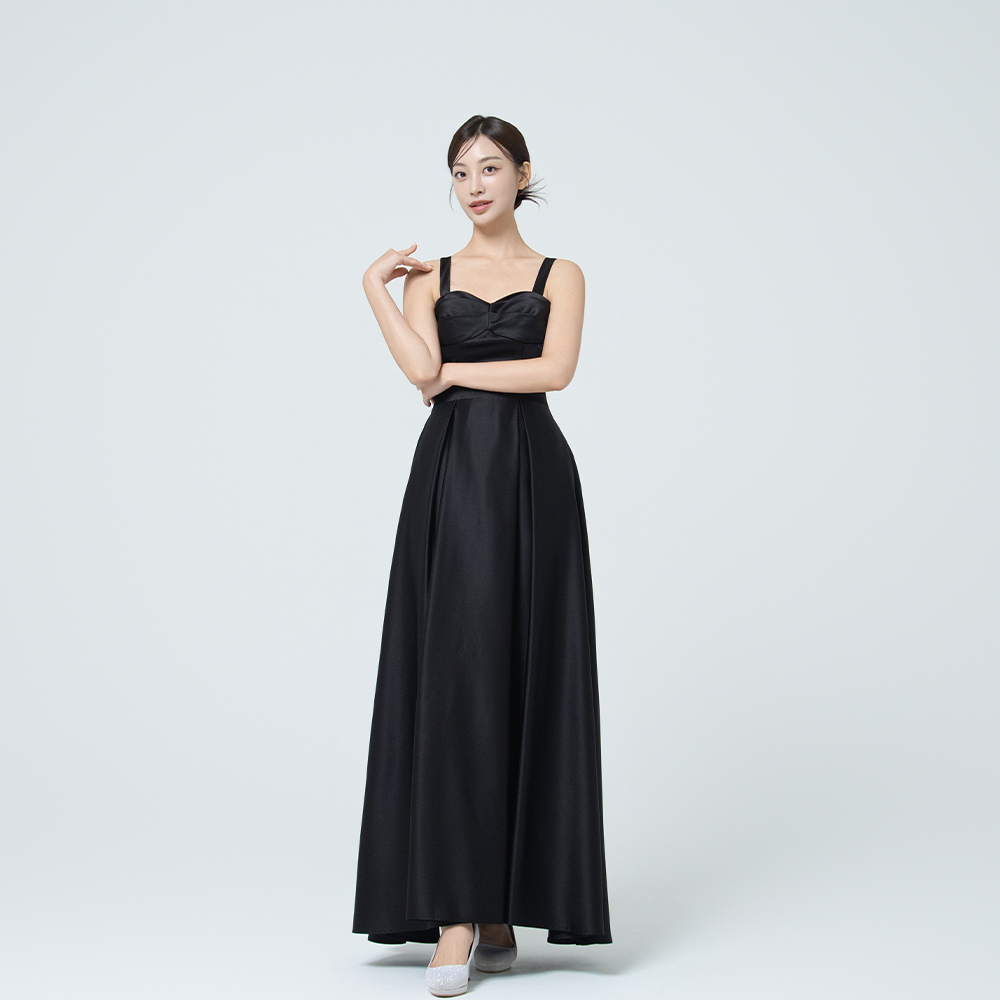 카리엘 하트넥 블랙 드레스대여 브라이덜샤워 제주웨딩야외스냅 2부원피스 피로연 돌잔치의상 - 상품 이미지