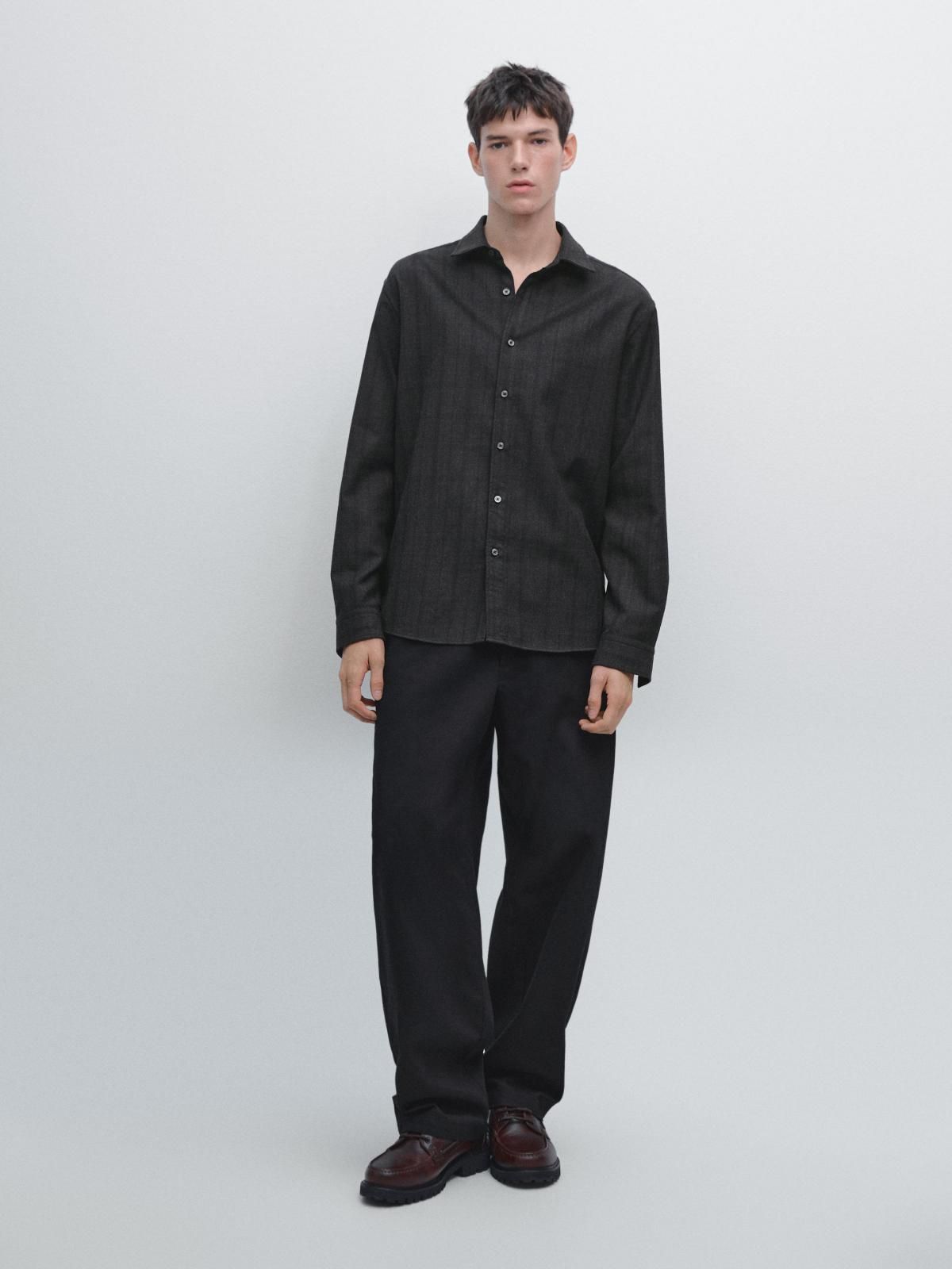 마시모두띠 클래식 체크 울 긴팔 셔츠 레귤러핏 1815/296 NAVY BLUE - 상세 이미지 2