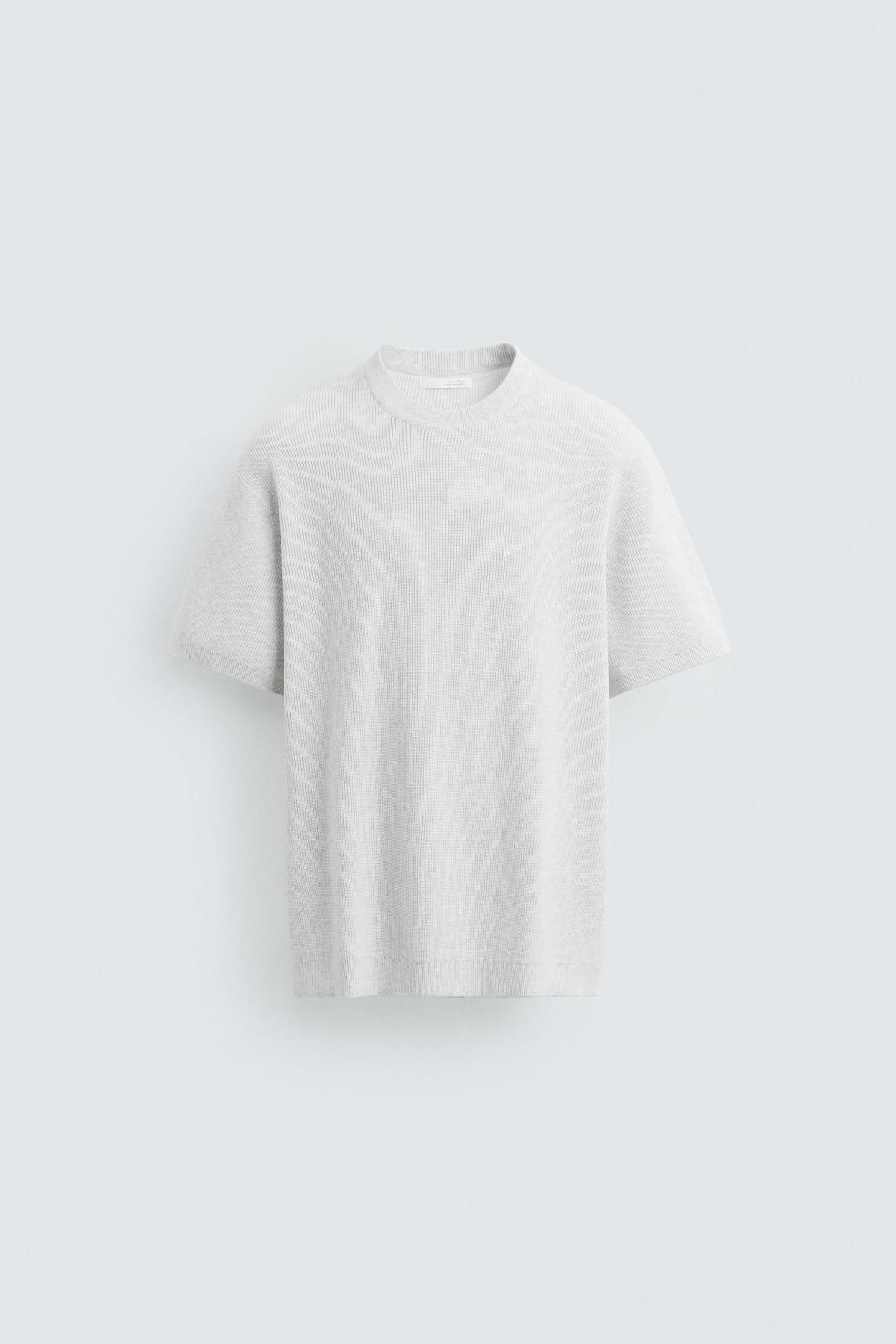 자라 라운드넥 펄 니트 반팔 티셔츠 2621/302 GREY MARL - 메인 이미지