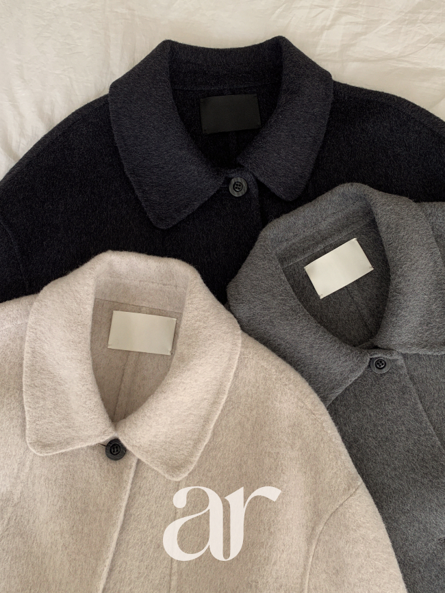 [울함유] 소매 비조 싱글 울 핸드메이드 미디 롱 코트 ct1669