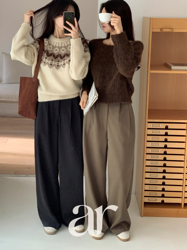 구김없는 투핀턱 세미 와이드 슬랙스 ps5475 이미지 4