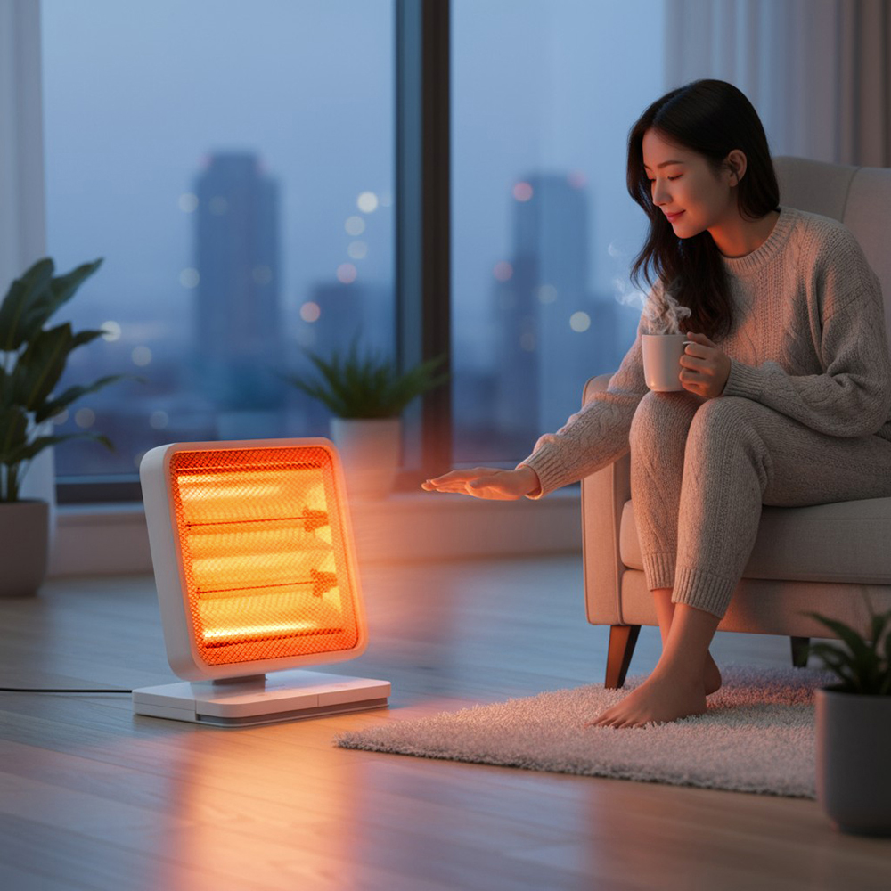 캐로스 미니 전기 온풍기 풋터치 캠핑용 탁상용 사무실 원룸 욕실 난로 PTC 휴대용 난방기