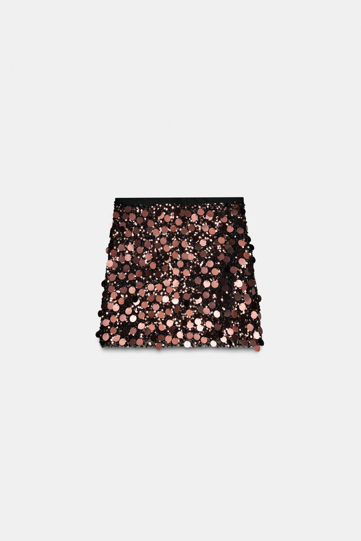 자라 글리터 시퀸 미니 스커트 4387/297 BLACK / BROWN - 상품 이미지