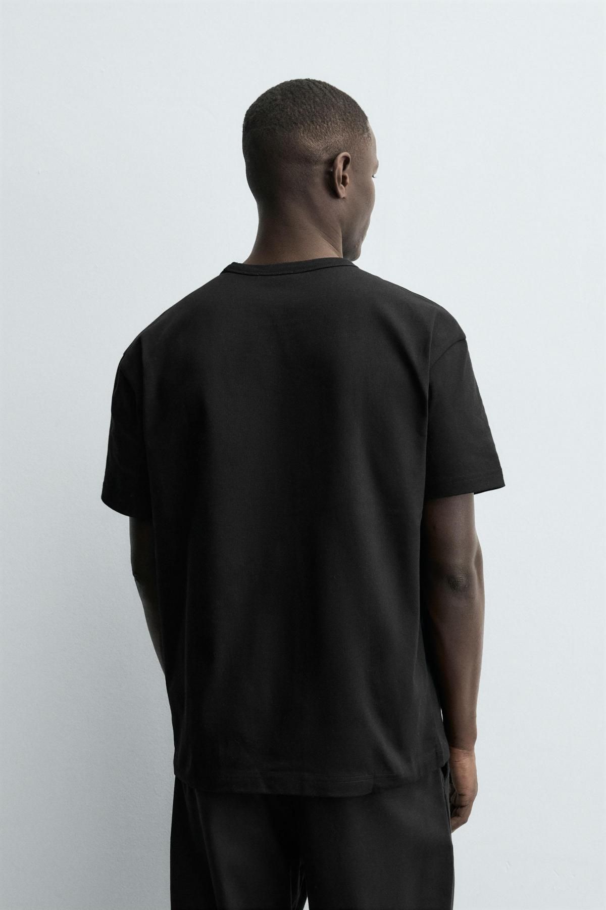 자라 헤비웨이트 베이직 코튼 반팔 티셔츠 4087/300 BLACK - 상세 이미지 4