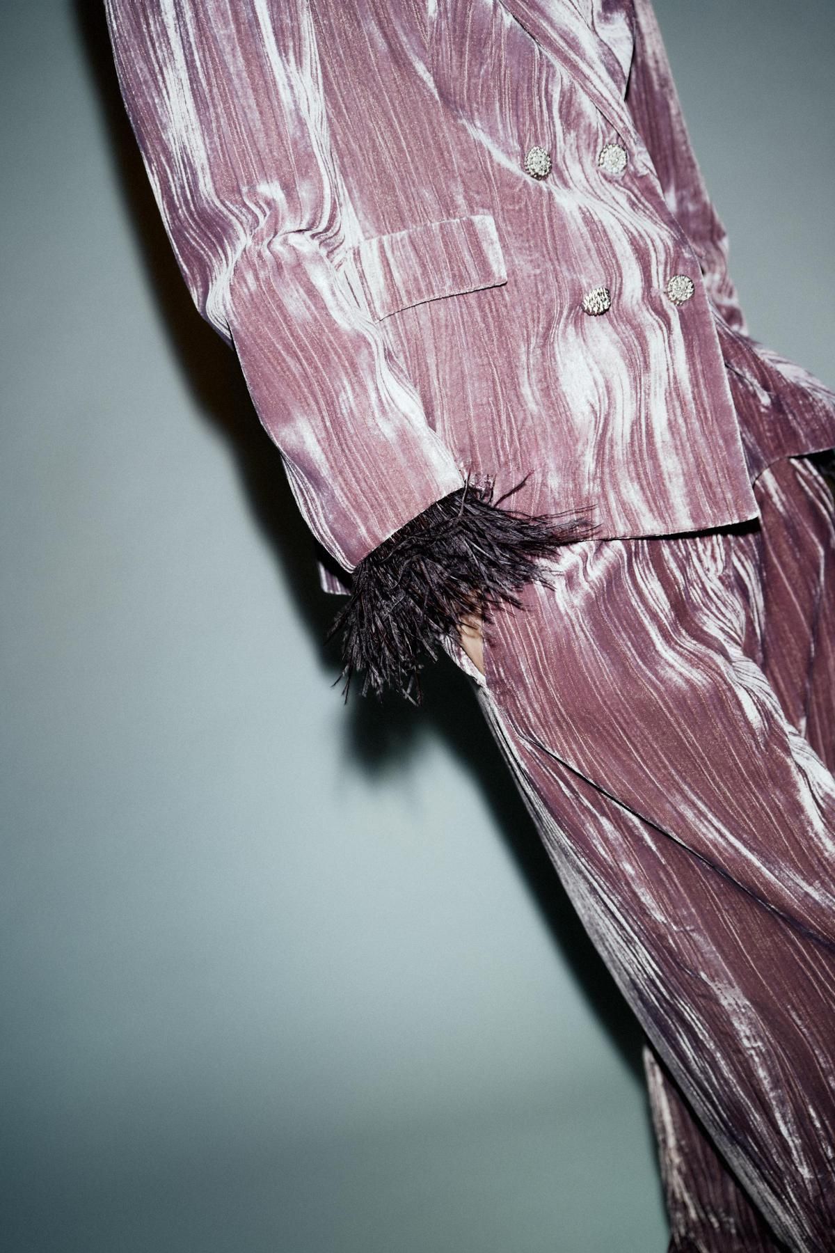 자라 벨벳 더블브레스트 페더 블레이저 9332/797 MAUVE - 상세 이미지 4