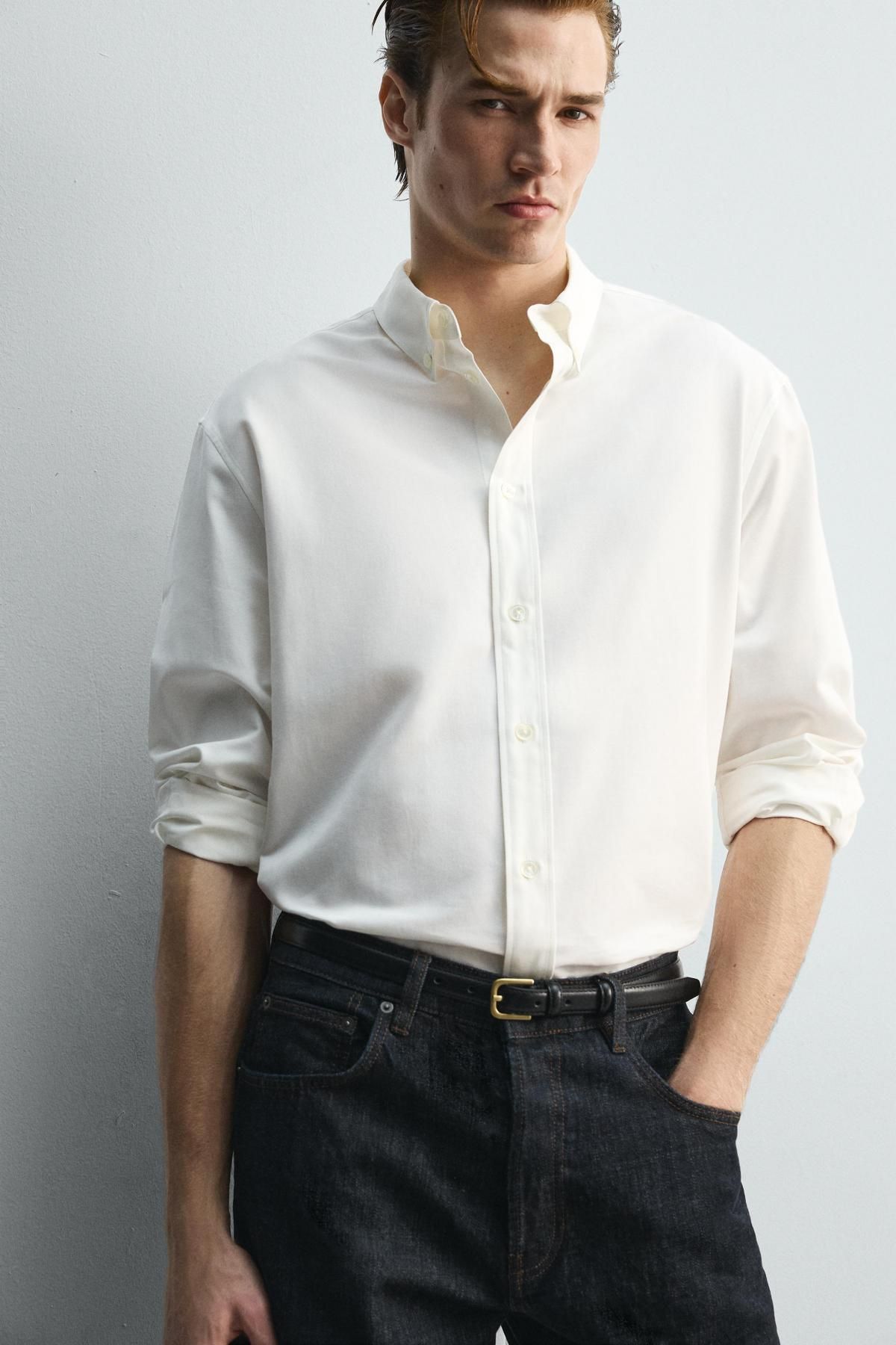 자라 한정판 릴랙스핏 이탈리안 코튼 실크 셔츠 6572/006 WHITE 이미지 6