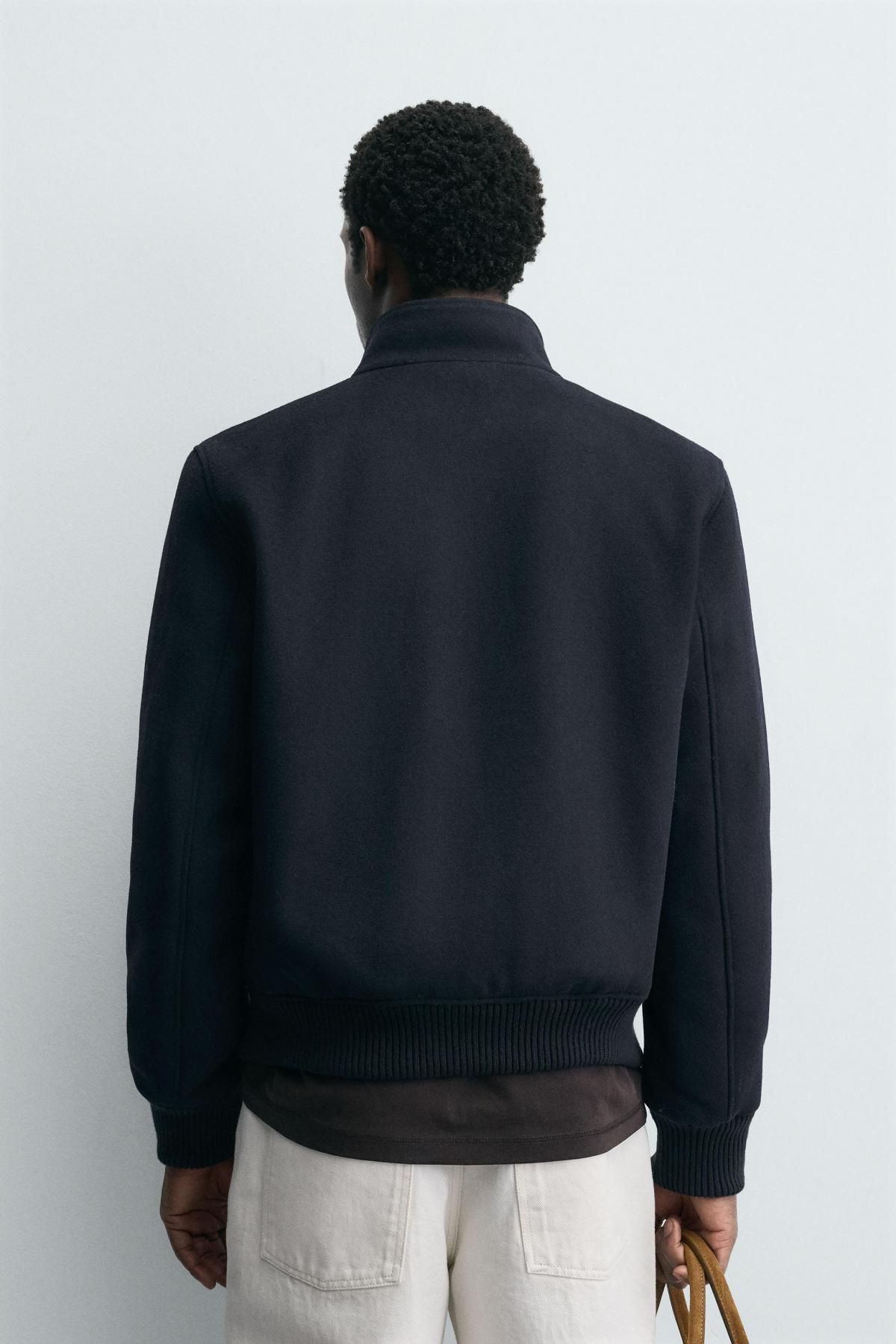 자라 울 캐시미어 블렌드 퀼팅 집업 재킷 2949/311 NAVY BLUE - 상세 이미지 4