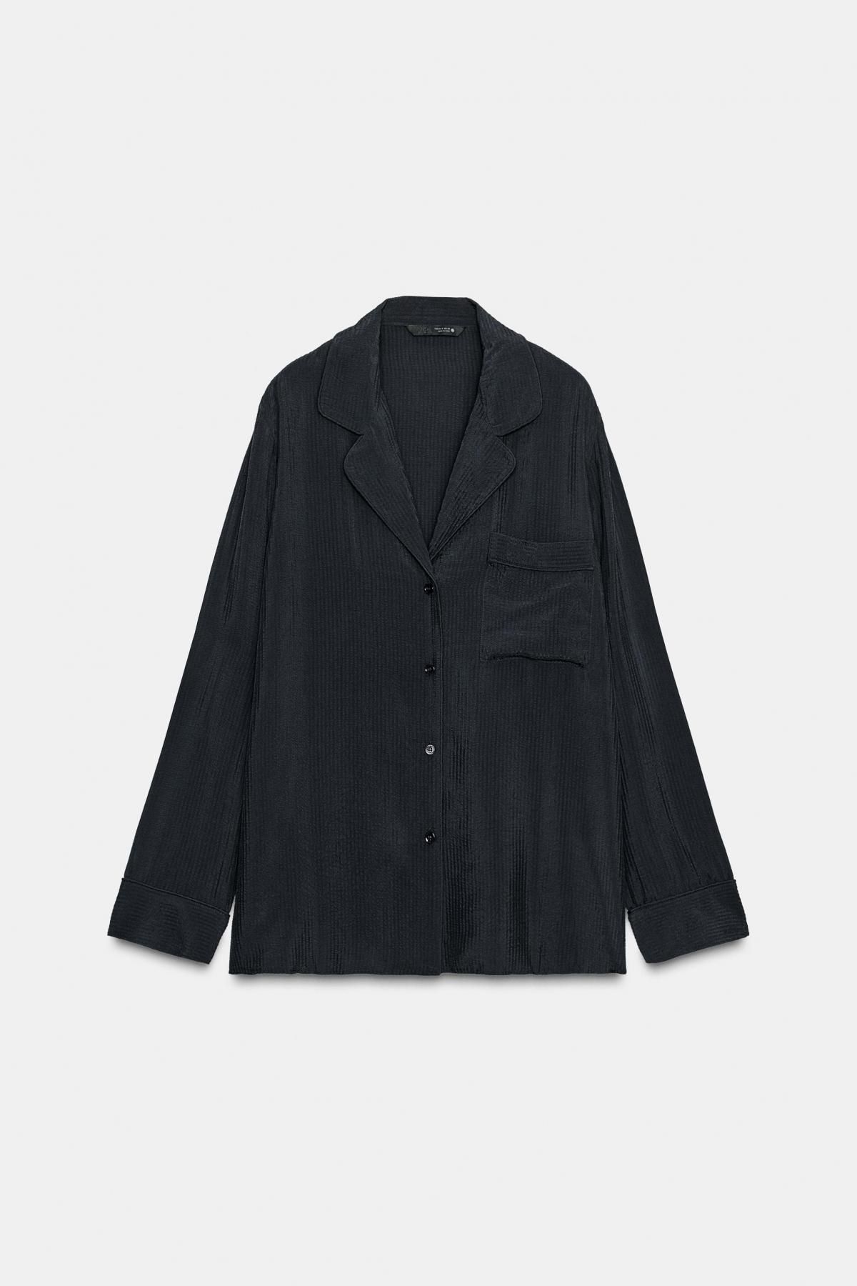 자라 루즈핏 긴팔 셔츠 포켓 비스코스 2731/282 NAVY BLUE - 메인 이미지