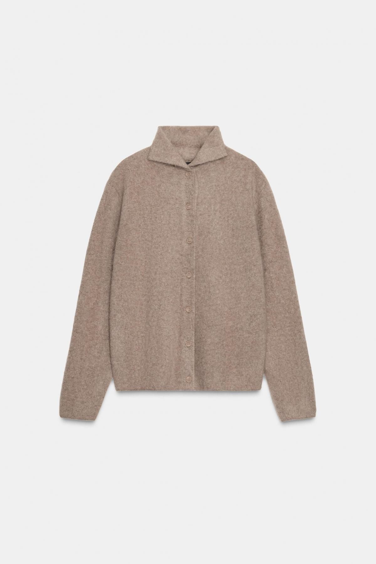 자라 브러쉬드 울 하이넥 재킷 2893/142 BROWN / TAUPE - 상품 이미지