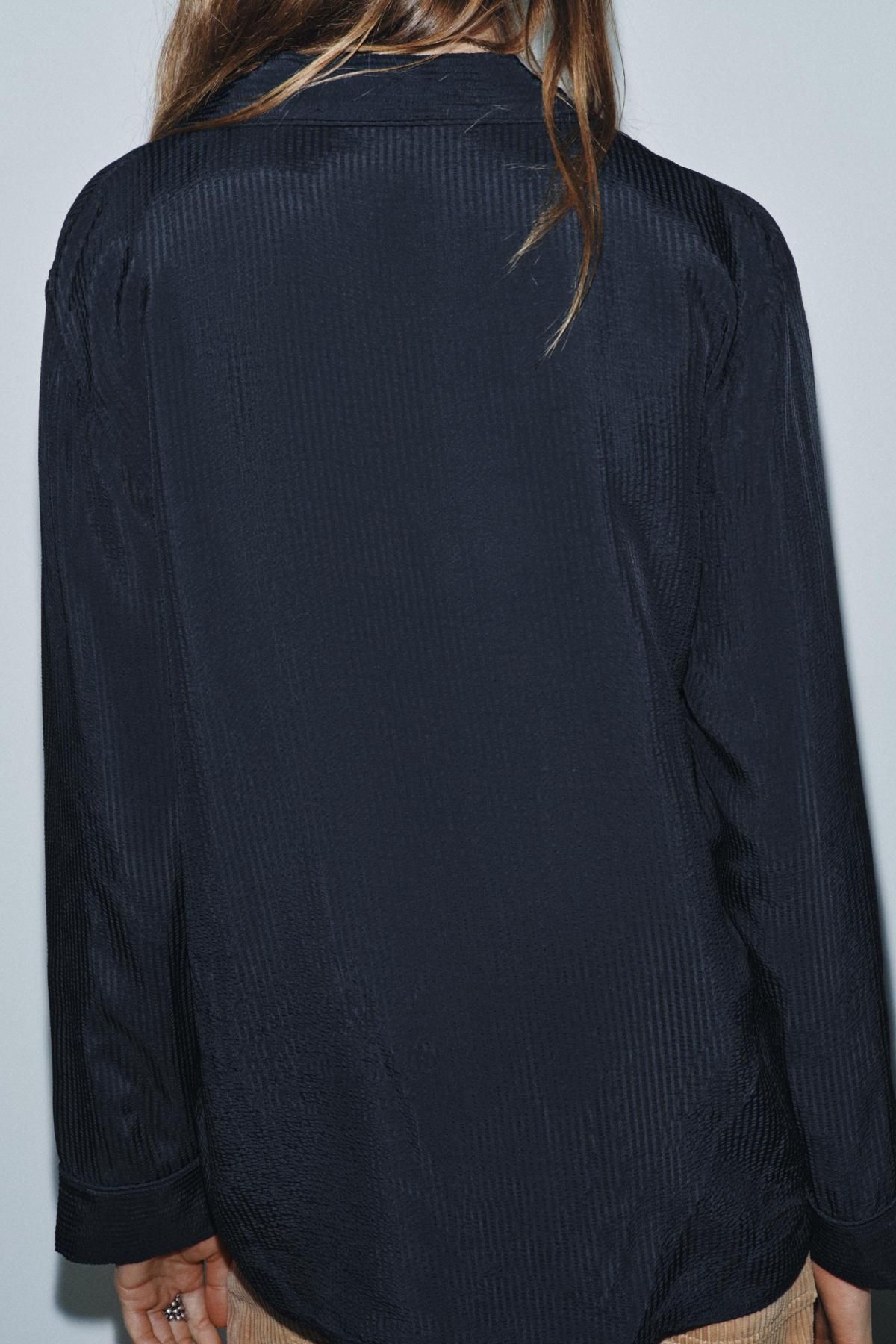 자라 루즈핏 긴팔 셔츠 포켓 비스코스 2731/282 NAVY BLUE - 상세 이미지 4