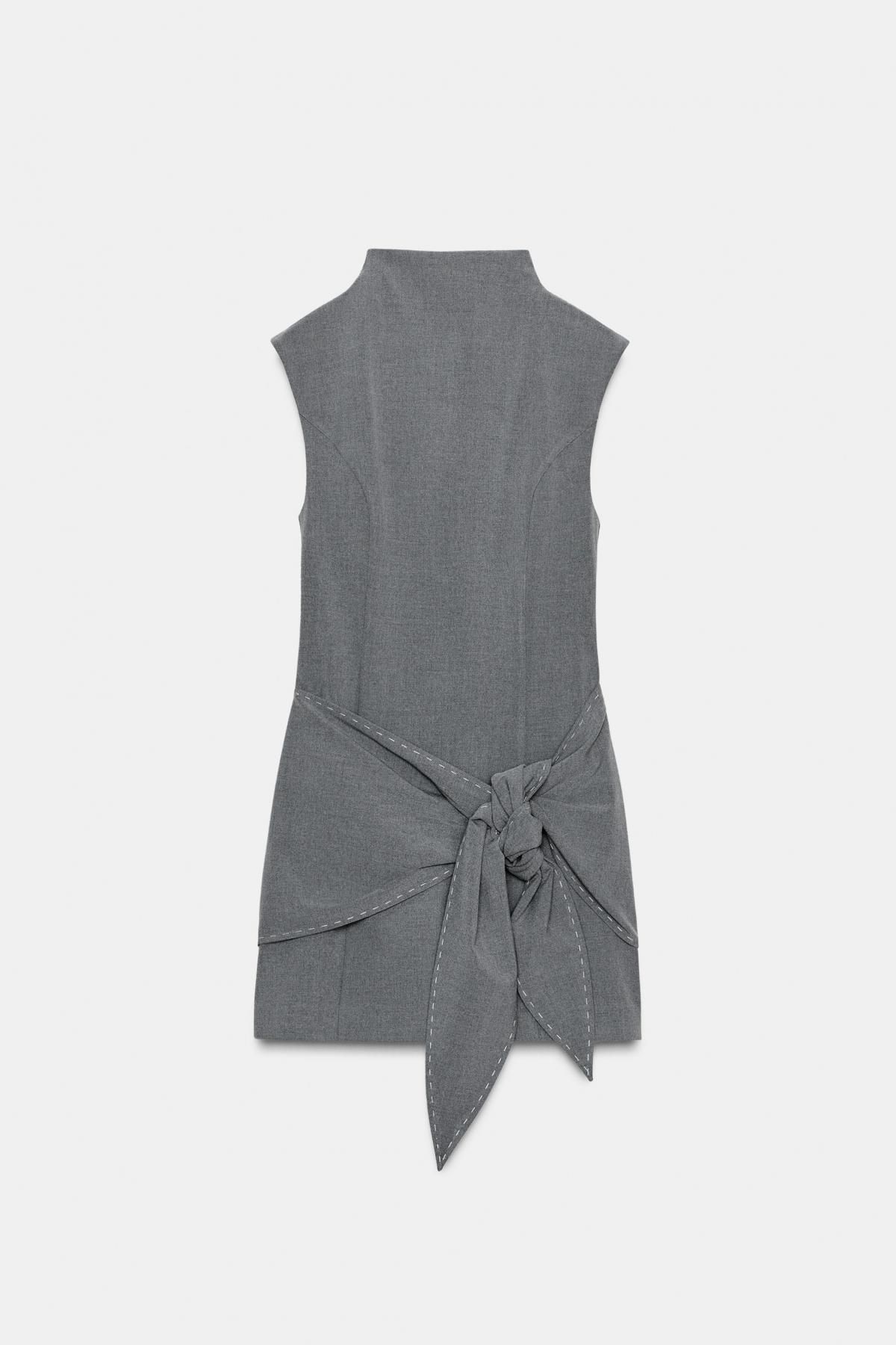 자라 하이넥 타이 스티치 미니 원피스 4772/242 LIGHT GREY - 메인 이미지