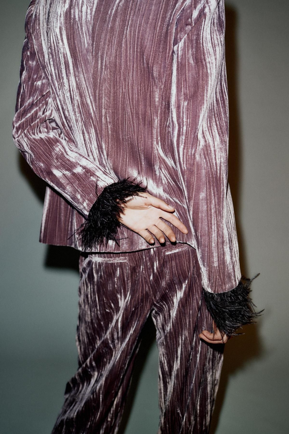 자라 벨벳 더블브레스트 페더 블레이저 9332/797 MAUVE 이미지 8