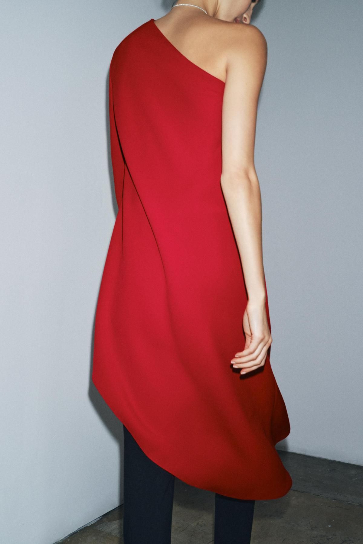 자라 비대칭 롱 원피스 레드 9595/198 RED - 상세 이미지 5
