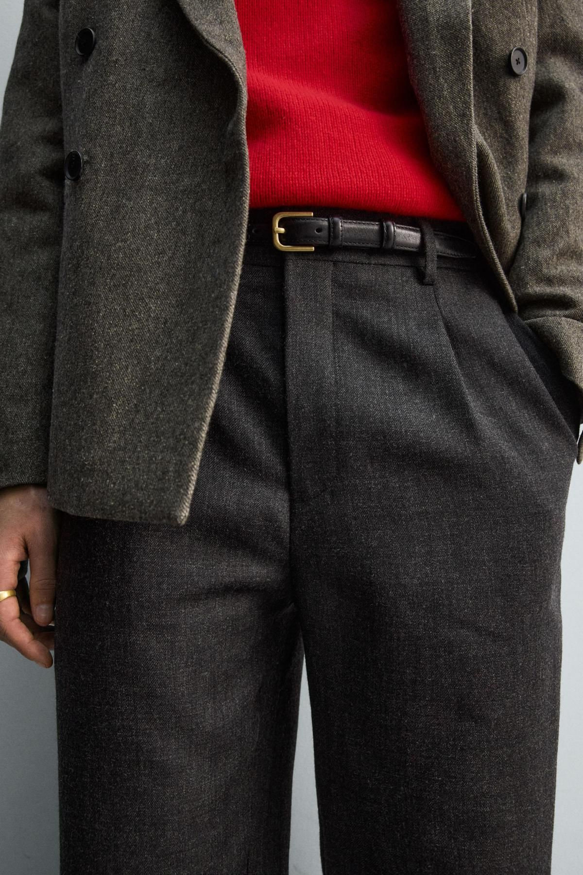 자라 프리미엄 울 플리츠 스트레이트 팬츠 6605/582 ANTHRACITE GREY 이미지 6