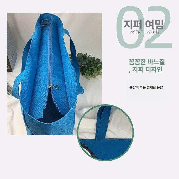 도라에몽 대용량 숄더백 여행 가방 원숄더 접이식 쇼핑백 친환경 캔버스 수하물 - 상세 이미지 2