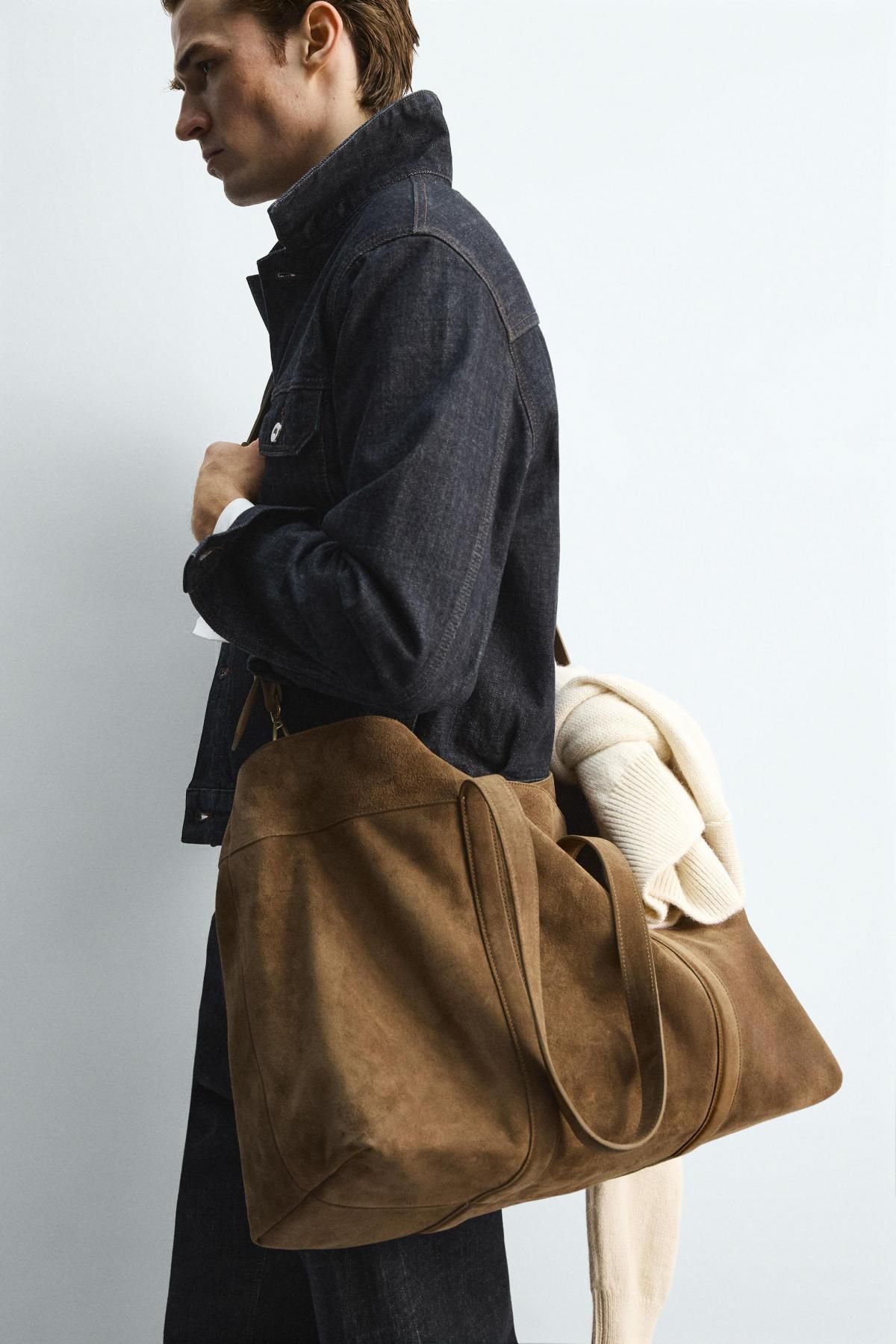 자라 한정판 스웨이드 레더 토트백 3366/620 KHAKI GREEN - 상세 이미지 3