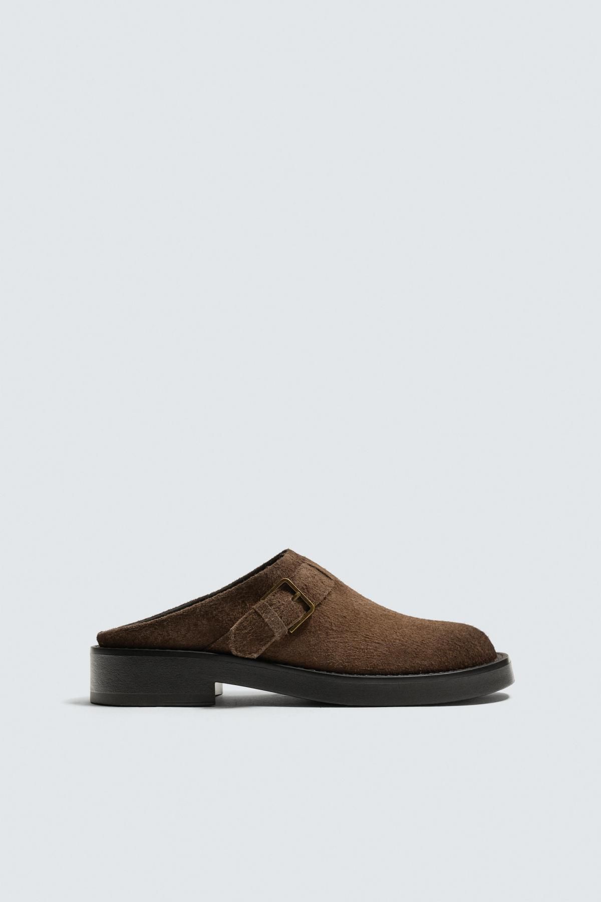 자라 프리미엄 레더 버클 클로그 브라운 2481/620 BROWN - 메인 이미지