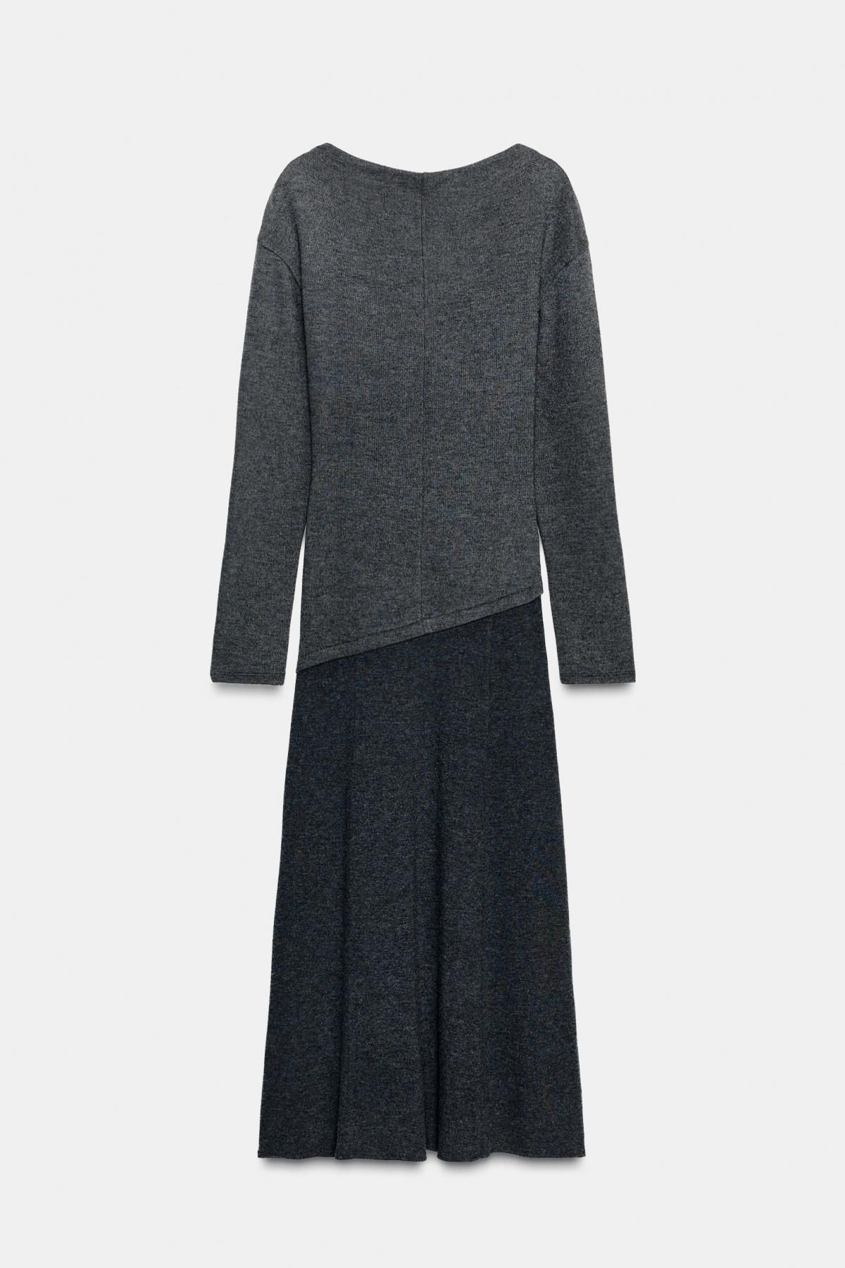자라 소프트 테크니컬 배색 롱 원피스 0264/400 GREY MARL - 상세 이미지 2