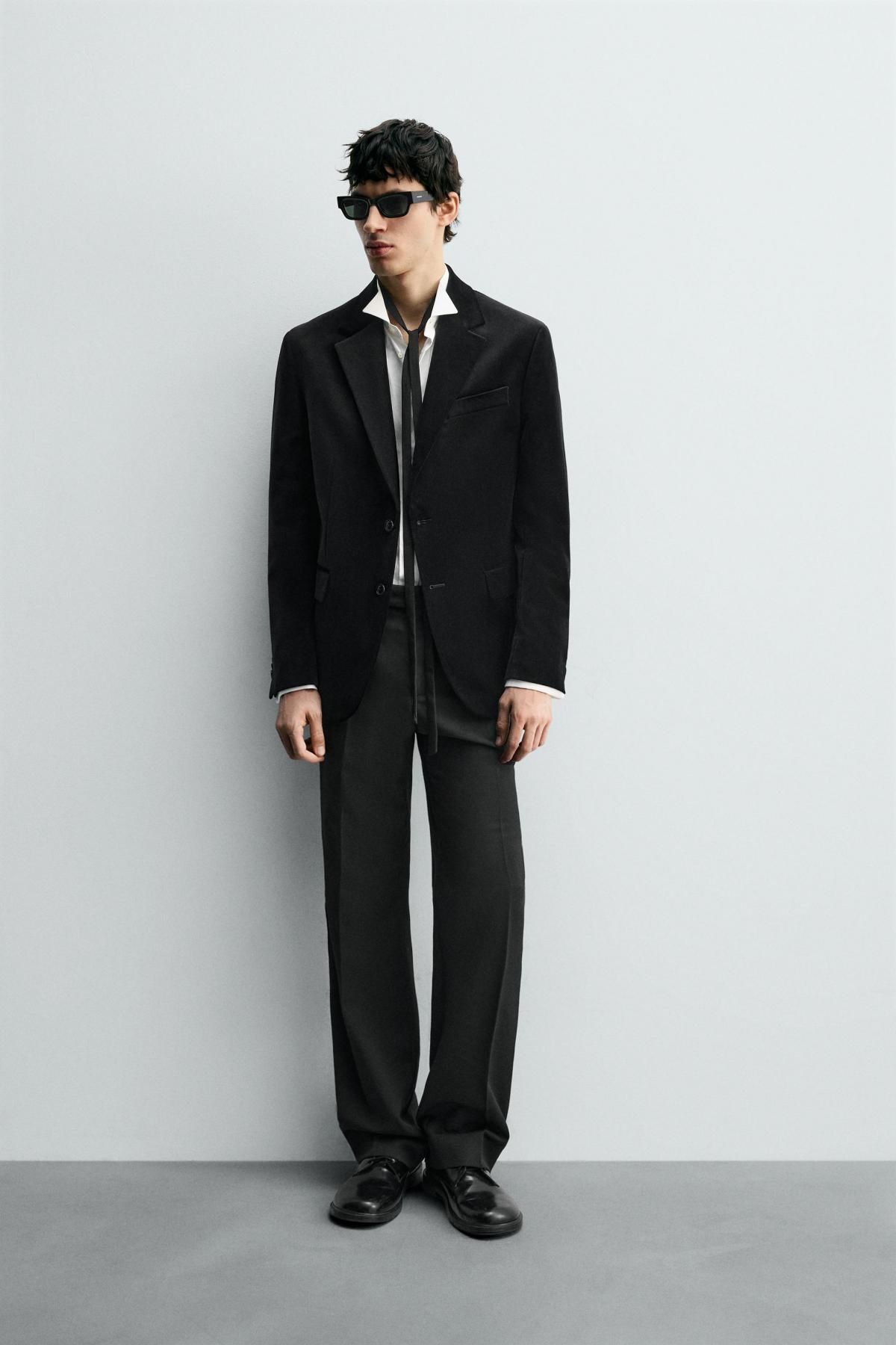 자라 레귤러핏 벨벳 블랙 블레이저 9621/310 BLACK - 상세 이미지 2