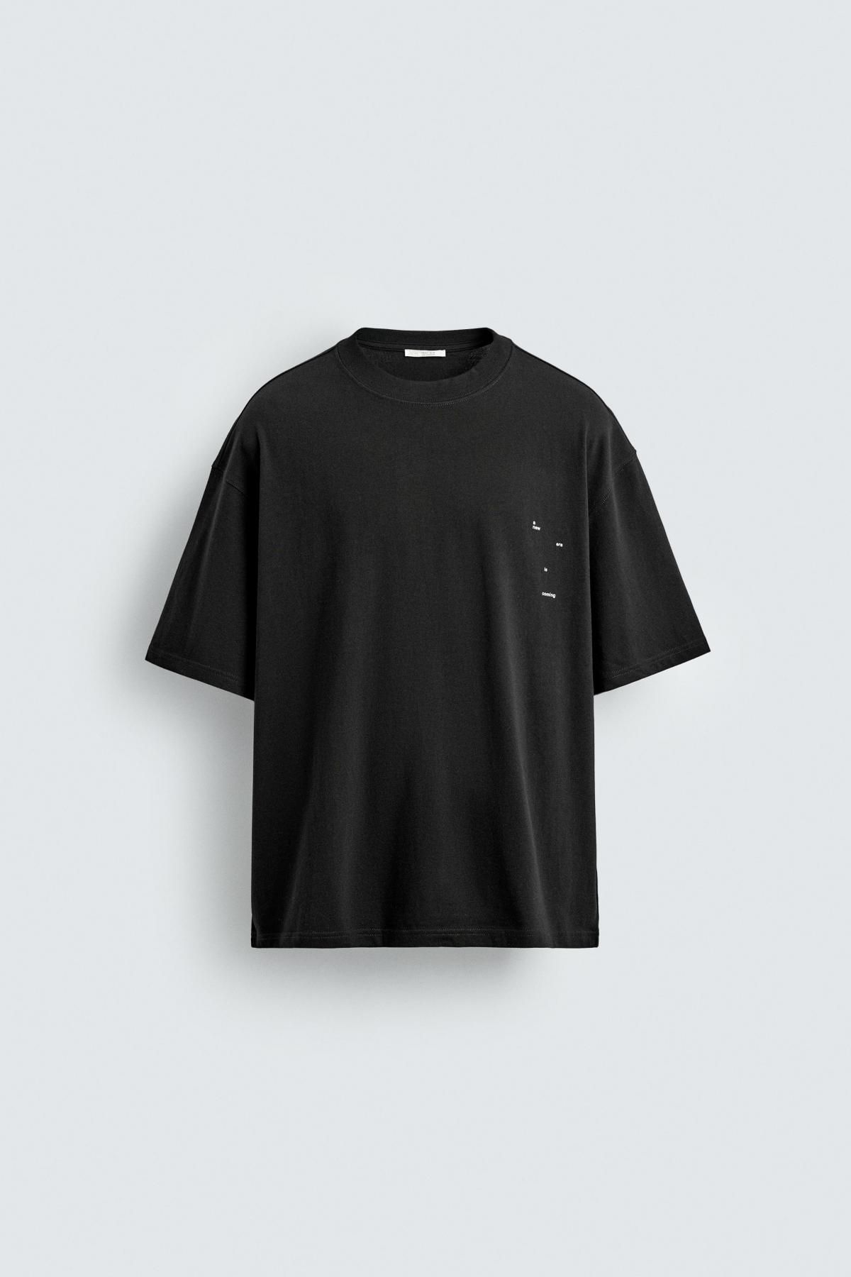자라 그래픽 프린팅 오버핏 반팔 티셔츠 블랙 4393/307 BLACK - 메인 이미지
