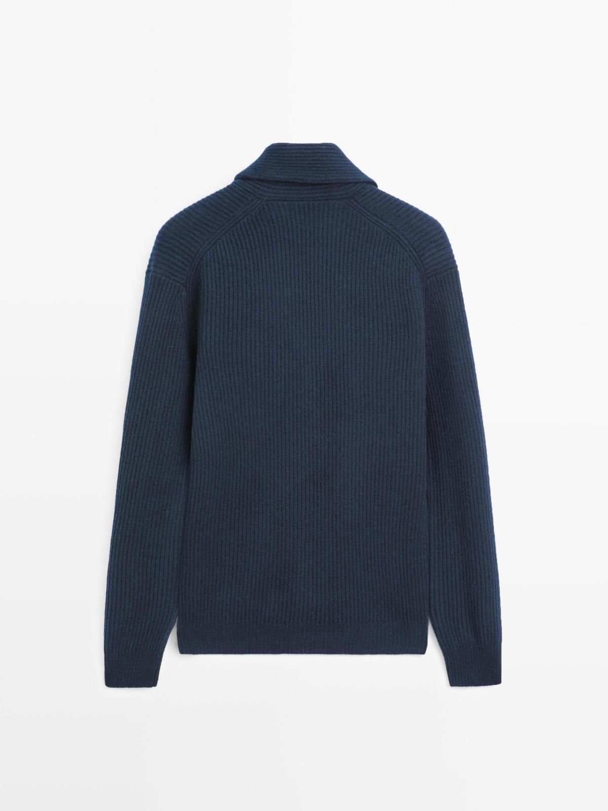 마시모두띠 울 혼방 니트 칼라 가디건 1113/240 NAVY BLUE - 상세 이미지 2