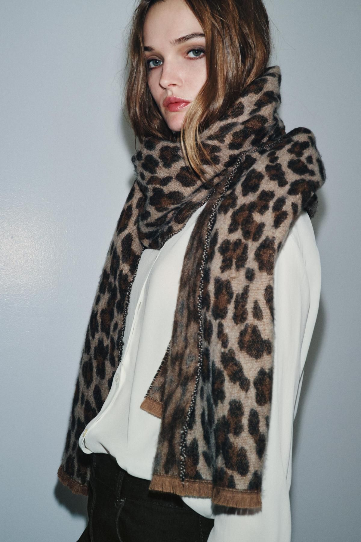 자라 애니멀 프린트 자카드 스카프 3920/798 LEOPARD - 상세 이미지 2