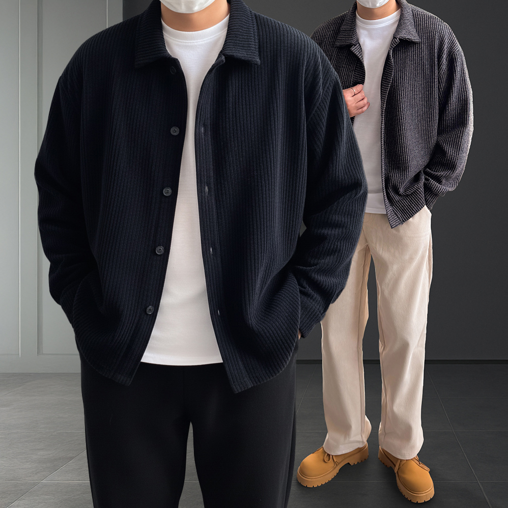 1+1 남자오버핏가디건 남자니트가디건 가을 - 상품 이미지