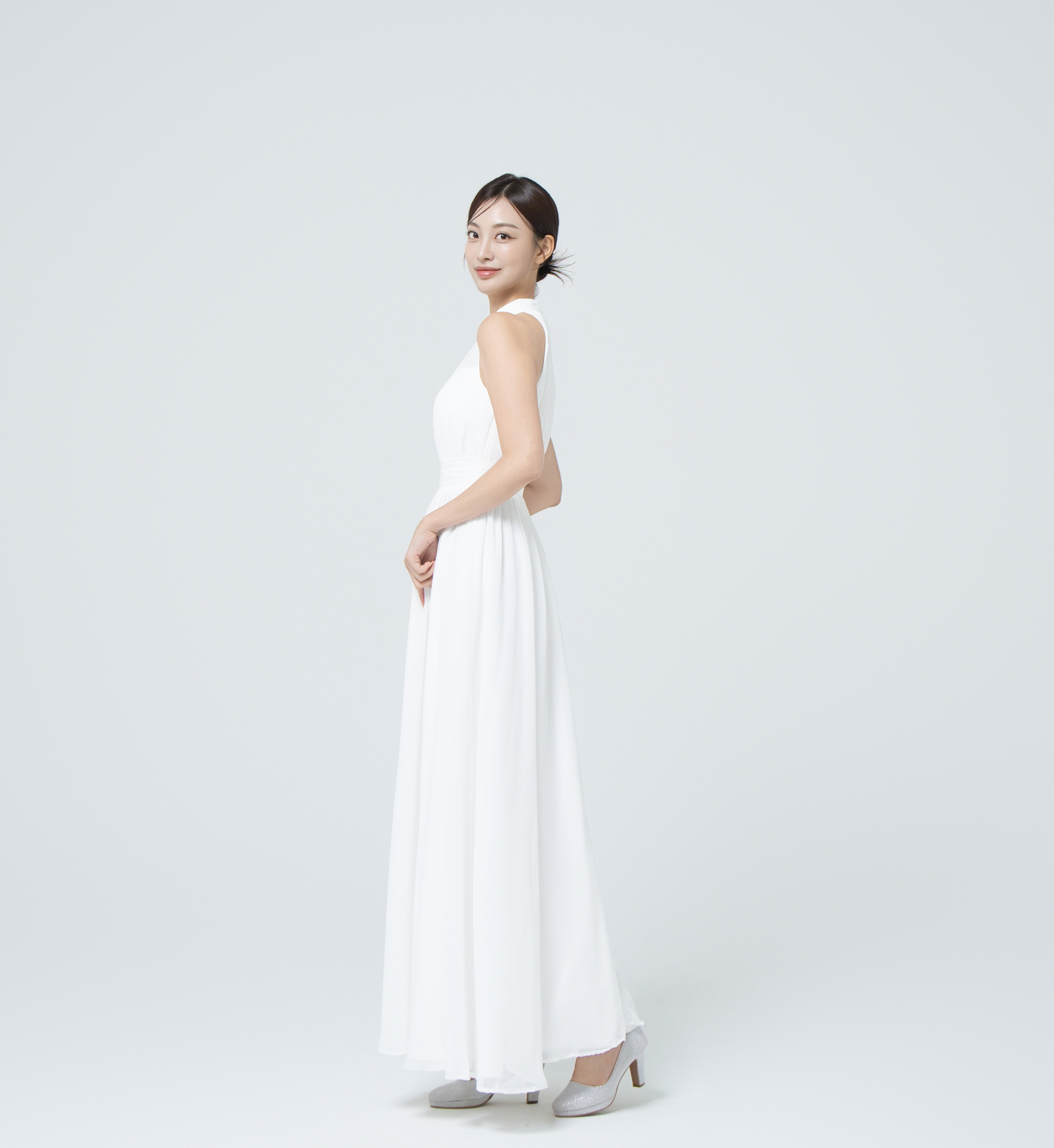 밀레나 홀터 화이트 드레스대여 브라이덜샤워 제주웨딩야외스냅 2부원피스 피로연 돌잔치의상 - 상세 이미지 2
