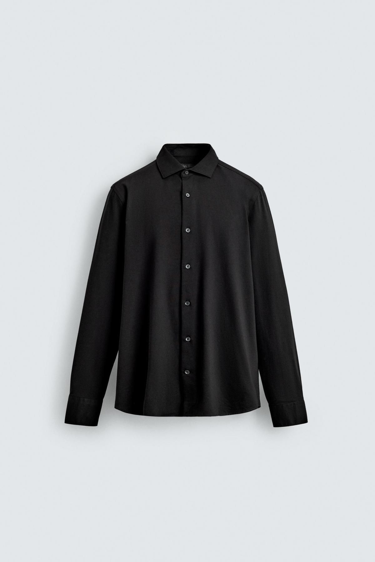 자라 베이직 블랙 레귤러핏 코튼 긴팔 셔츠 4493/144 BLACK - 메인 이미지