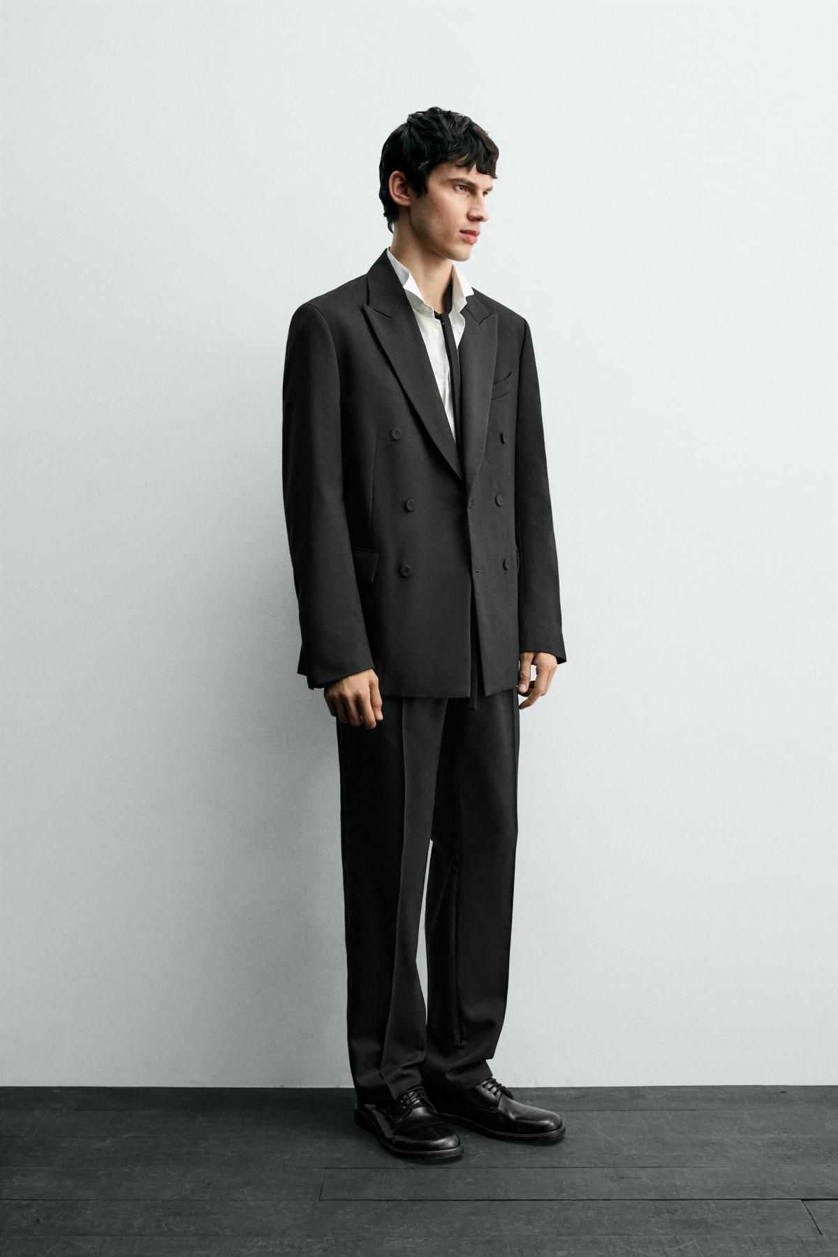 자라 울 블렌드 플리츠 정장 팬츠 9379/004 BLACK - 상세 이미지 4