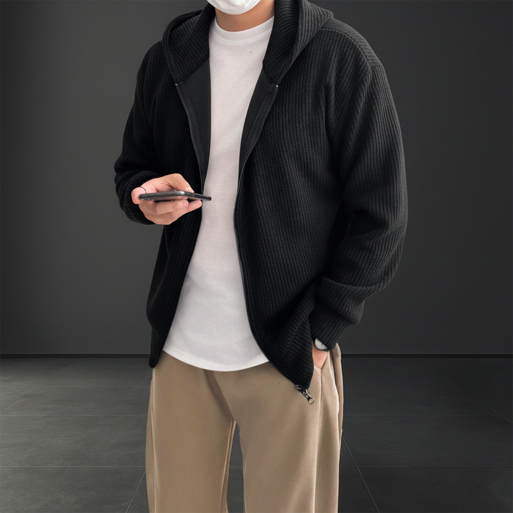 남자집업가디건 후드 남자오버핏가디건 - 상세 이미지 5