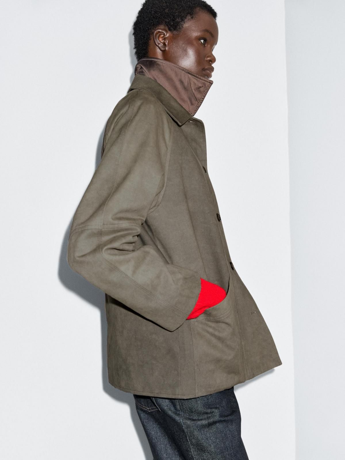 마시모두띠 테크니컬 방수 레이어드 카라 코튼 재킷 6701/321 DARK KHAKI - 상세 이미지 5