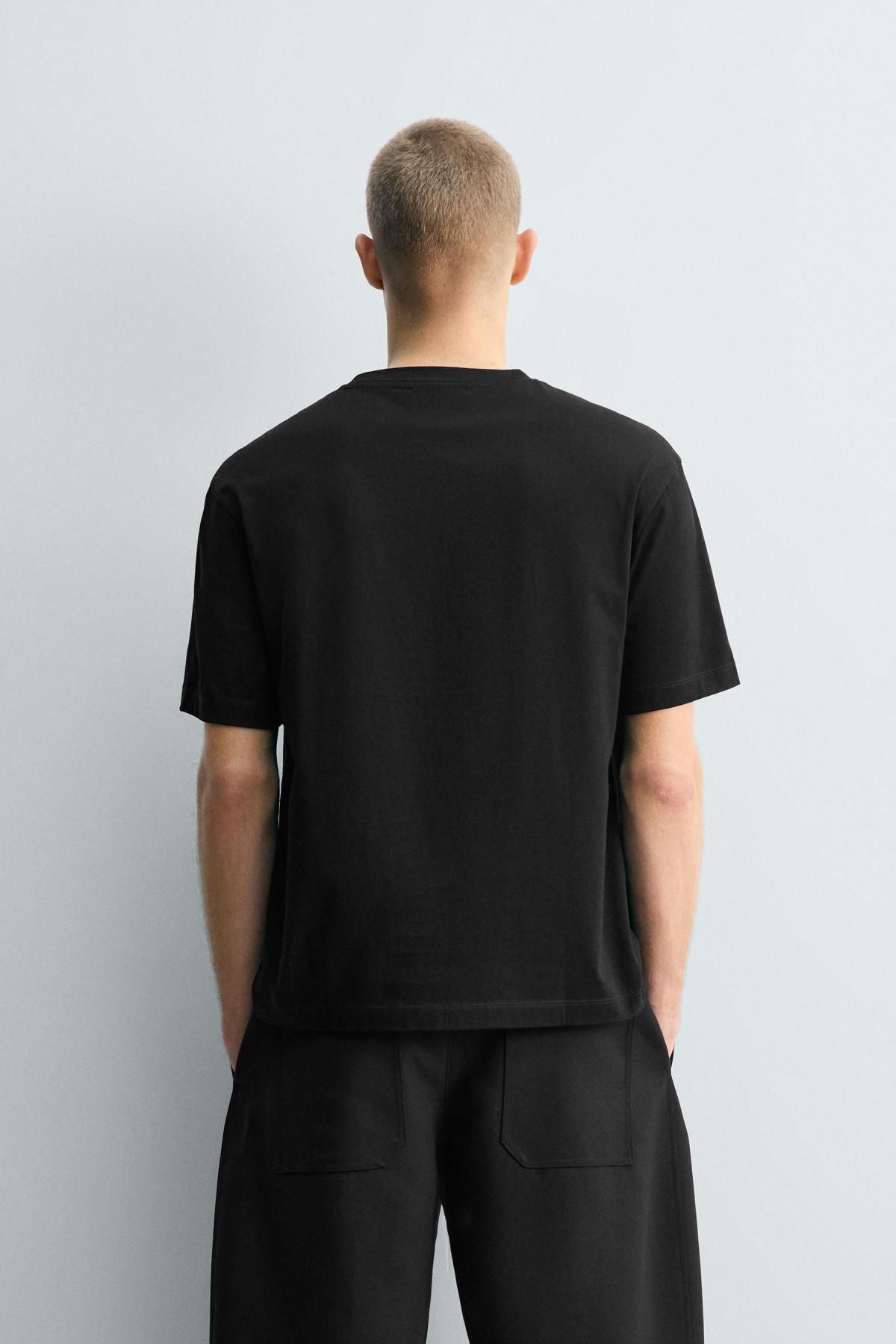 자라 한정판 머서라이즈 블랙 반팔 티셔츠 4092/363 BLACK - 상세 이미지 4