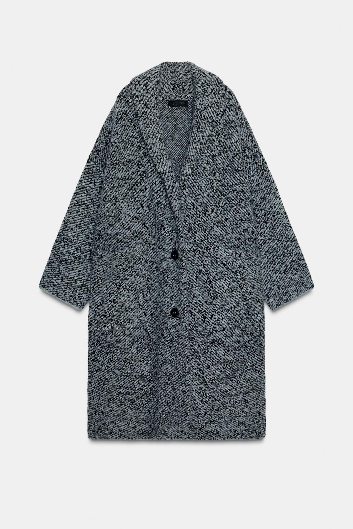 자라 테크니컬 라펠카라 롱 니트 코트 2756/119 GREY - 메인 이미지