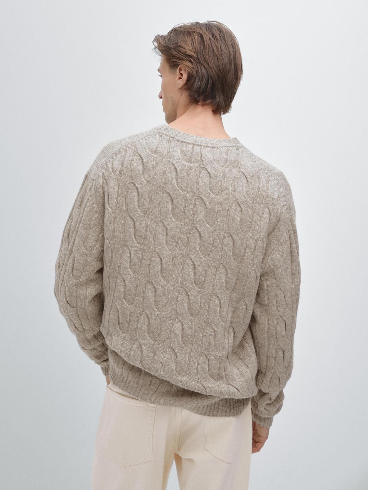 마시모두띠 베이직 울블렌드 케이블 니트 스웨터 1099/233 SAND BROWN - 상세 이미지 4