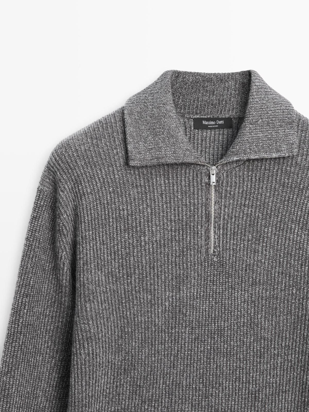 마시모두띠 울블렌드 집업 모크넥 니트 스웨터 그레이 1063/234 MEDIUM GREY 이미지 6