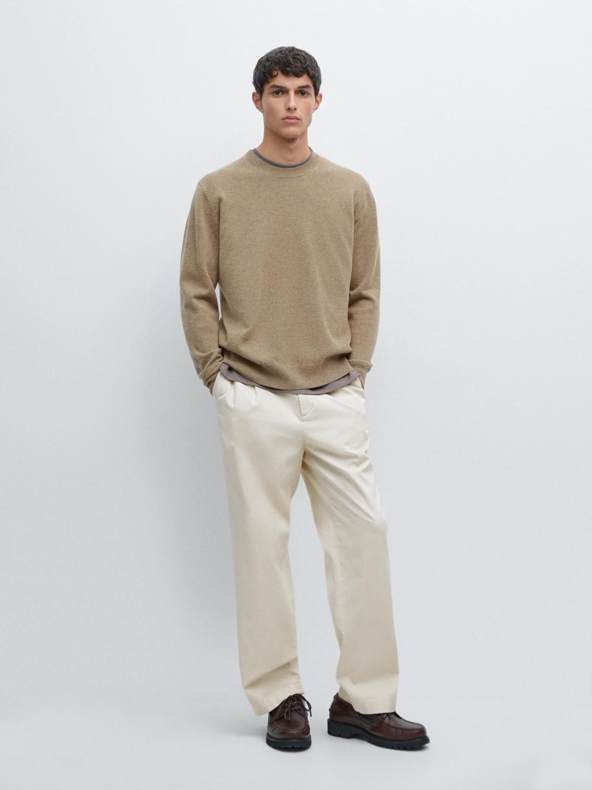 마시모두띠 울블렌드 소프트 라운드 니트 스웨터 1010/240 KHAKI - 상세 이미지 2