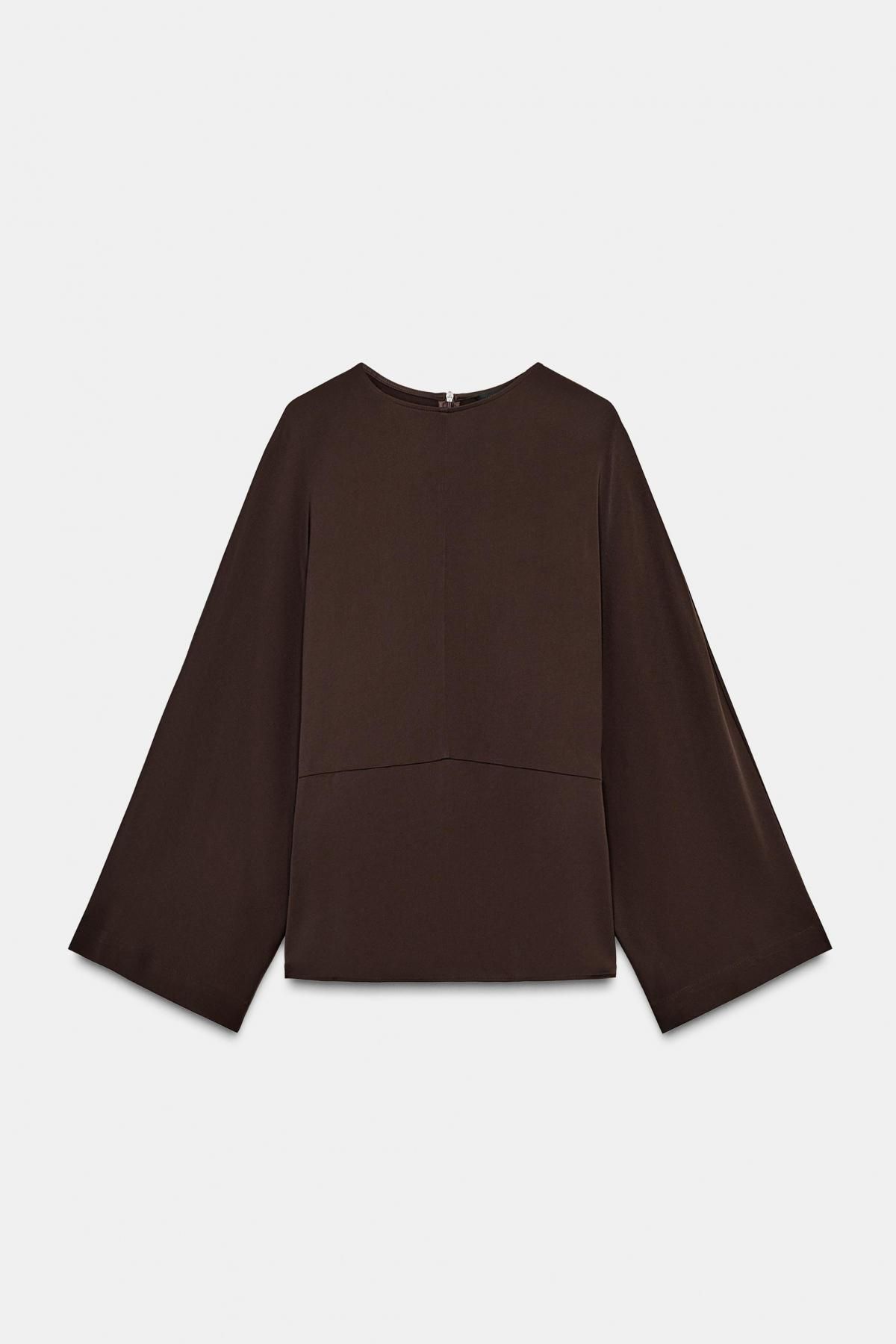 자라 플루이드 브라운 블라우스 4437/368 DARK BROWN - 상품 이미지