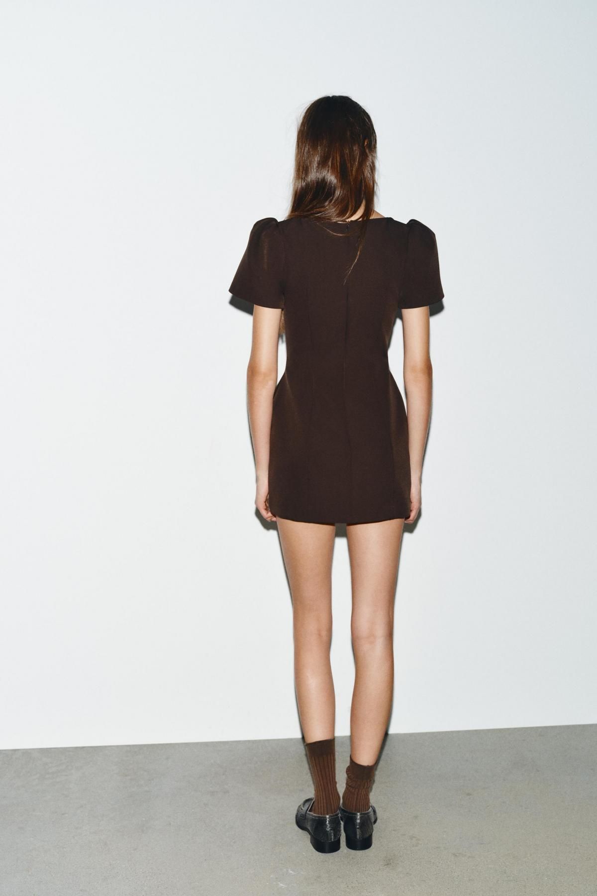 자라 브라운 플리츠 포켓 미니 원피스 8839/777 BROWN - 상세 이미지 5