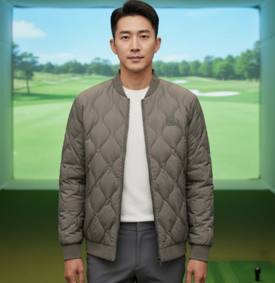 헤지스골프 남성 겨울 물결 퀄팅 구스다운 골프웨어 스윙 다운 점퍼 - 상품 이미지