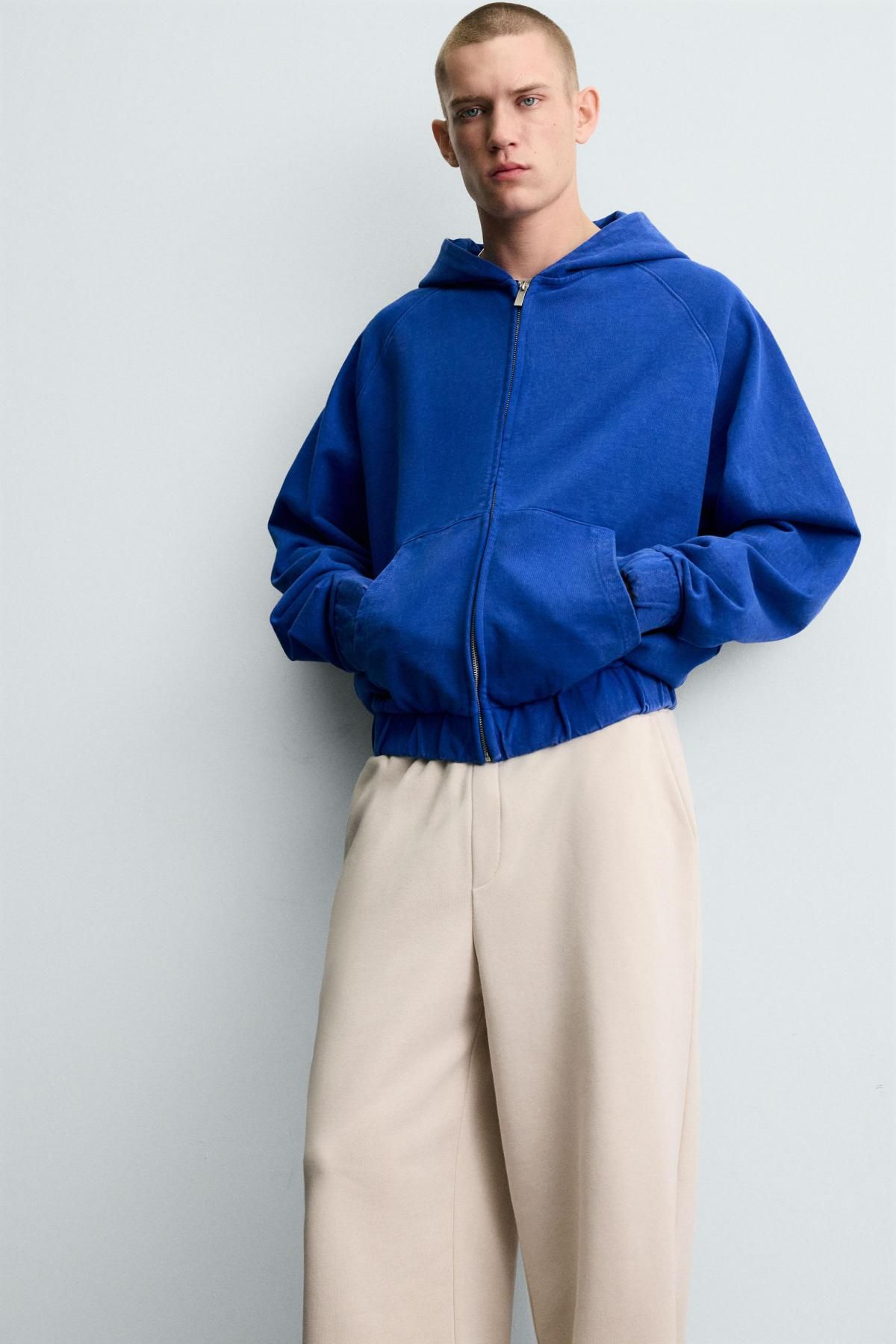 자라 와이드핏 코튼 조거 팬츠 0761/440 LIGHT BEIGE - 상세 이미지 5