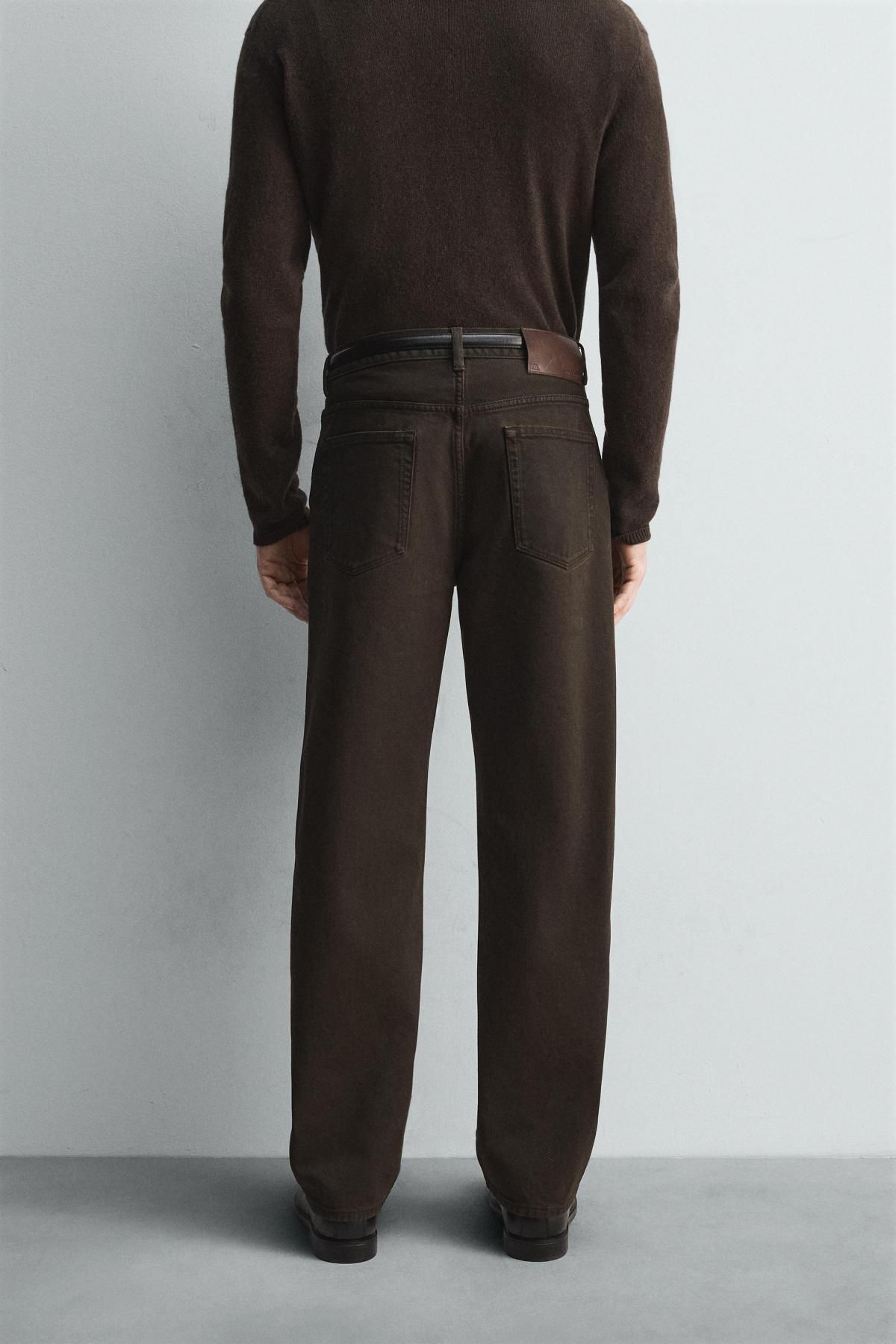 자라 왁스드 스트레이트핏 데님 팬츠 5585/325 BROWN - 상세 이미지 3