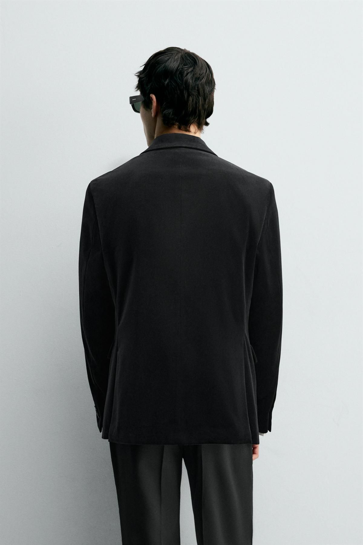 자라 레귤러핏 벨벳 블랙 블레이저 9621/310 BLACK - 상세 이미지 4