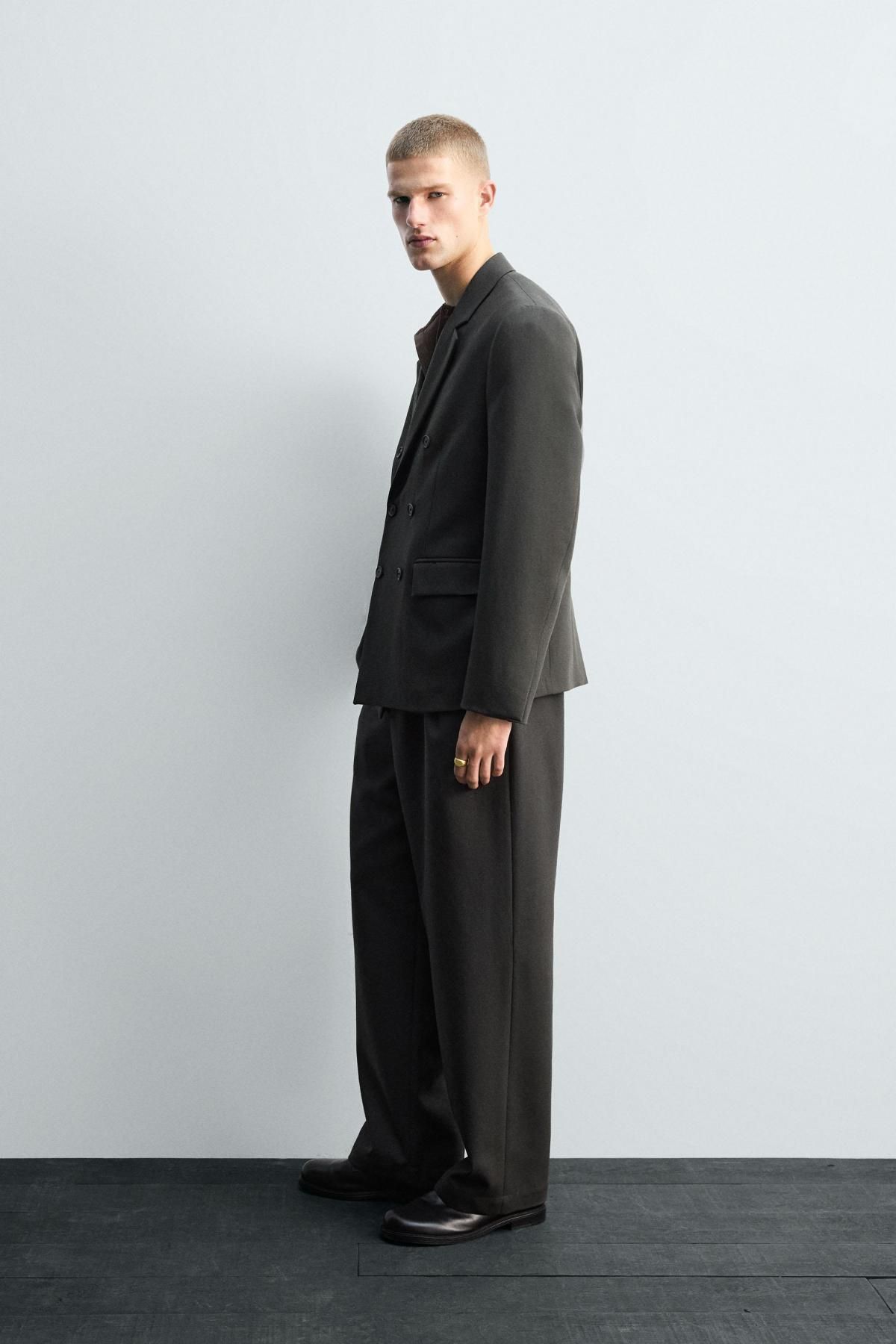 자라 프리미엄 울 더블브레스트 블레이저 6601/581 GREEN / BLUE - 상세 이미지 5