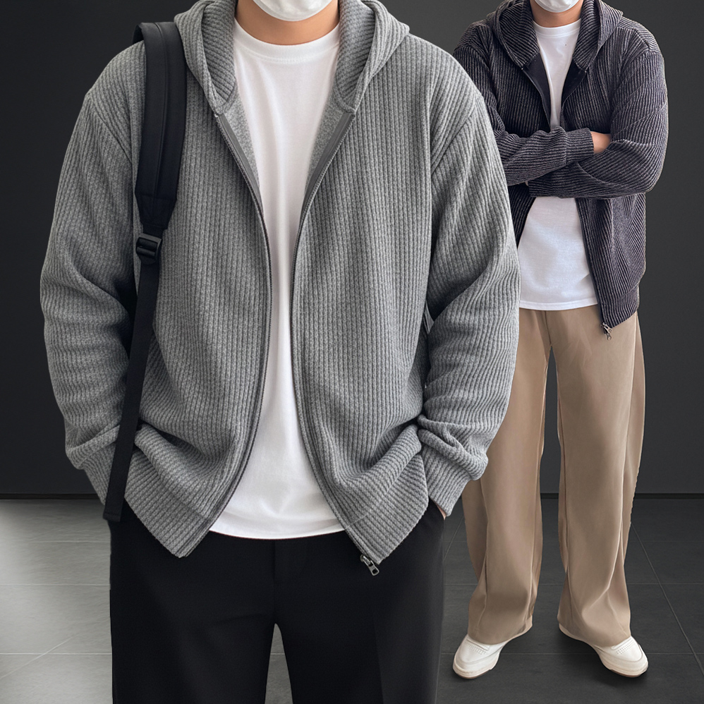 남자집업가디건 후드 남자오버핏가디건 - 상품 이미지