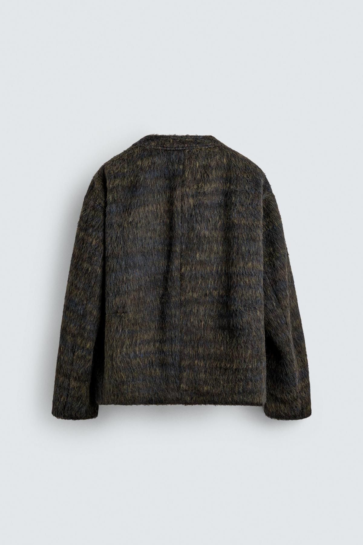 자라 테크니컬 퍼 브이넥 오버핏 가디건 5854/303 NAVY MARL - 상세 이미지 2